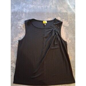 ST JOHN SPA Jersey Top Women's  Large Black Gold Stud